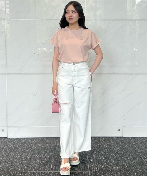 WILLSELECTION(ウィルセレクション)の「ダメージワイドデニムパンツ(その他パンツ・レディース・ブルー/オフホワイト・SMALL/MEDIUM)」の5枚目の写真