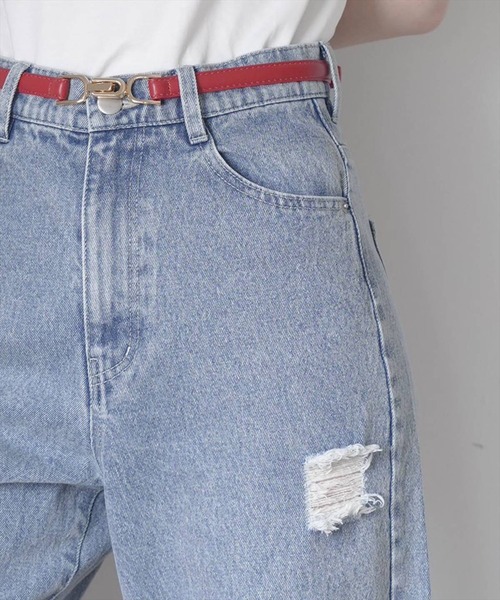 WILLSELECTION(ウィルセレクション)の「ダメージワイドデニムパンツ(その他パンツ・レディース・ブルー/オフホワイト・SMALL/MEDIUM)」の9枚目の写真