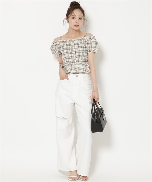 WILLSELECTION(ウィルセレクション)の「ダメージワイドデニムパンツ(その他パンツ・レディース・ブルー/オフホワイト・SMALL/MEDIUM)」の10枚目の写真
