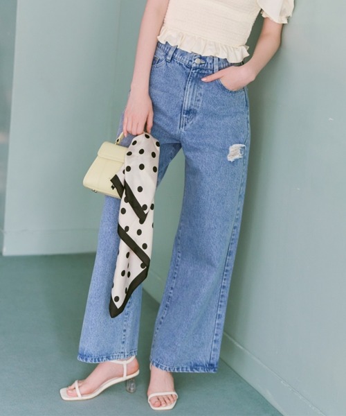 WILLSELECTION(ウィルセレクション)の「ダメージワイドデニムパンツ(その他パンツ・レディース・ブルー/オフホワイト・SMALL/MEDIUM)」の19枚目の写真