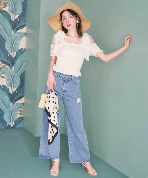 WILLSELECTION(ウィルセレクション)の「ダメージワイドデニムパンツ(その他パンツ・レディース・ブルー/オフホワイト・SMALL/MEDIUM)」の17枚目の写真