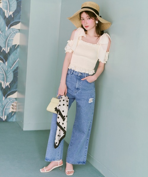 WILLSELECTION(ウィルセレクション)の「ダメージワイドデニムパンツ(その他パンツ・レディース・ブルー/オフホワイト・SMALL/MEDIUM)」の18枚目の写真
