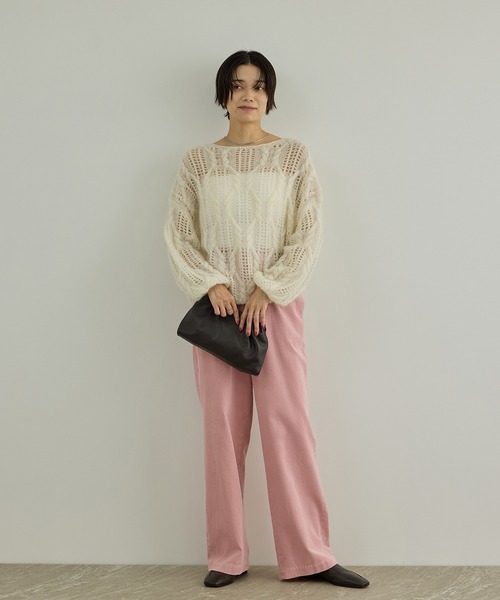 SALON adam et rope'(サロン アダム エ ロペ)の「フェードコーデュロイパンツ / セットアップ対応(その他パンツ・レディース・ピンク系その他2/チャコールグレー/ベージュ・M/S)」の15枚目の写真