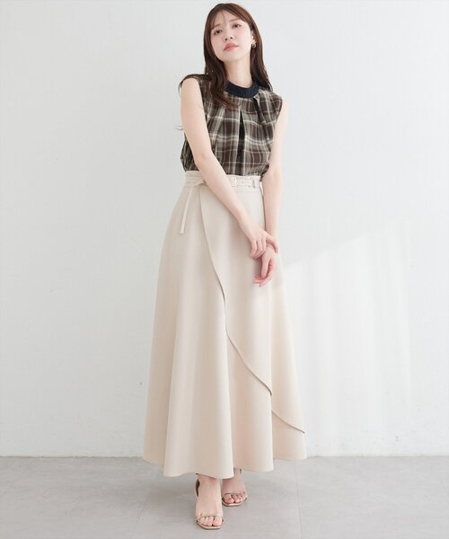 natural couture(ナチュラルクチュール)の「2WAYリボンチェックブラウス(シャツ/ブラウス・レディース・ベージュ/ピンク系その他/ブラウン・FREE)」の6枚目の写真
