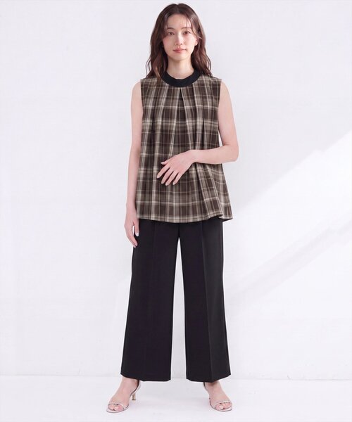 natural couture(ナチュラルクチュール)の「2WAYリボンチェックブラウス(シャツ/ブラウス・レディース・ベージュ/ピンク系その他/ブラウン・FREE)」の9枚目の写真