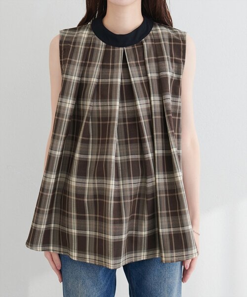 natural couture(ナチュラルクチュール)の「2WAYリボンチェックブラウス(シャツ/ブラウス・レディース・ベージュ/ピンク系その他/ブラウン・FREE)」の10枚目の写真