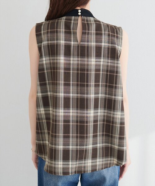 natural couture(ナチュラルクチュール)の「2WAYリボンチェックブラウス(シャツ/ブラウス・レディース・ベージュ/ピンク系その他/ブラウン・FREE)」の14枚目の写真