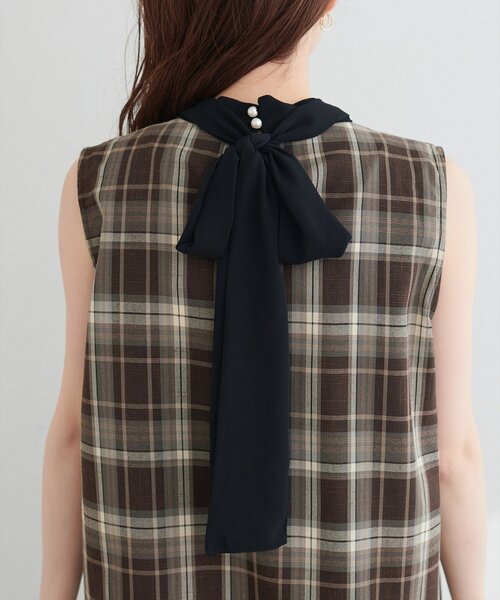 natural couture(ナチュラルクチュール)の「2WAYリボンチェックブラウス(シャツ/ブラウス・レディース・ベージュ/ピンク系その他/ブラウン・FREE)」の16枚目の写真