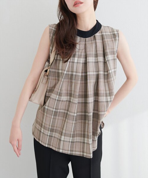 natural couture(ナチュラルクチュール)の「2WAYリボンチェックブラウス(シャツ/ブラウス・レディース・ベージュ/ピンク系その他/ブラウン・FREE)」の22枚目の写真