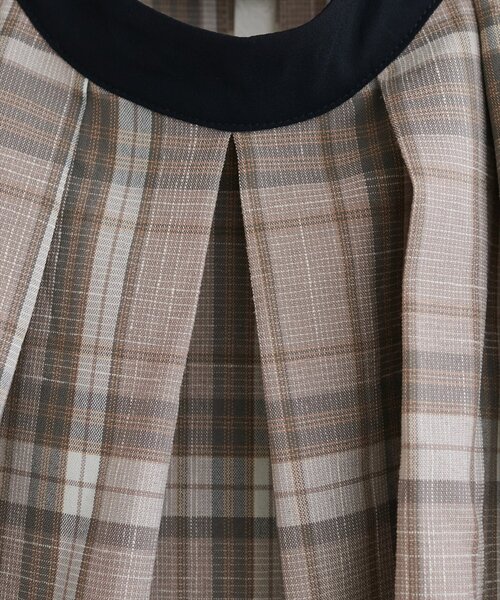 natural couture(ナチュラルクチュール)の「2WAYリボンチェックブラウス(シャツ/ブラウス・レディース・ベージュ/ピンク系その他/ブラウン・FREE)」の4枚目の写真