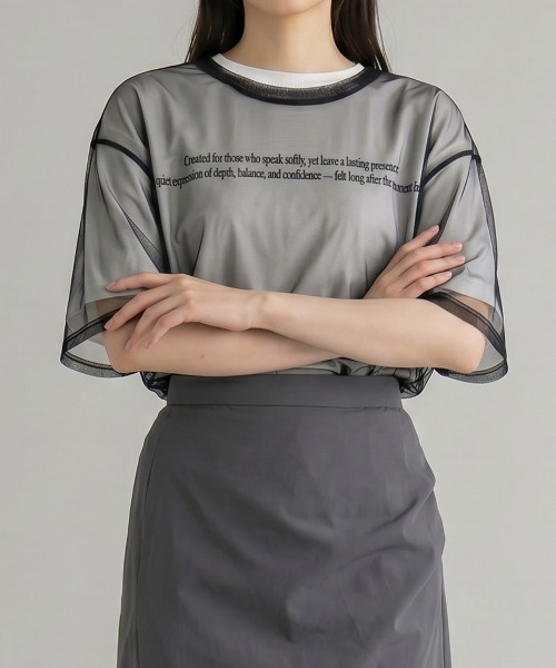 Nulli(ヌリ)の「メッシュレイヤードTシャツ(Tシャツ/カットソー・レディース・オフホワイト/ブルー/ブラック・FREE)」の18枚目の写真