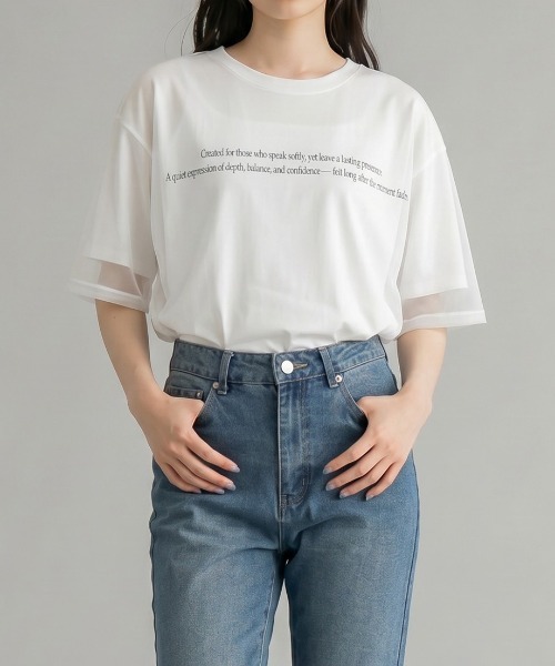 Nulli(ヌリ)の「メッシュレイヤードTシャツ(Tシャツ/カットソー・レディース・オフホワイト/ブルー/ブラック・FREE)」の22枚目の写真