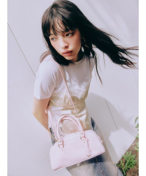 LILY BROWN（リリーブラウン）の「サテンキャミドッキングトップス（Tシャツ/カットソー・レディース・ピンク/ブラック/アイボリー・F）」の16枚目の写真