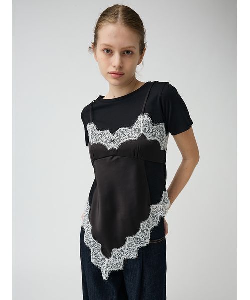 LILY BROWN（リリーブラウン）の「サテンキャミドッキングトップス（Tシャツ/カットソー・レディース・ピンク/ブラック/アイボリー・F）」の17枚目の写真