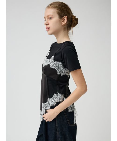 LILY BROWN（リリーブラウン）の「サテンキャミドッキングトップス（Tシャツ/カットソー・レディース・ピンク/ブラック/アイボリー・F）」の19枚目の写真
