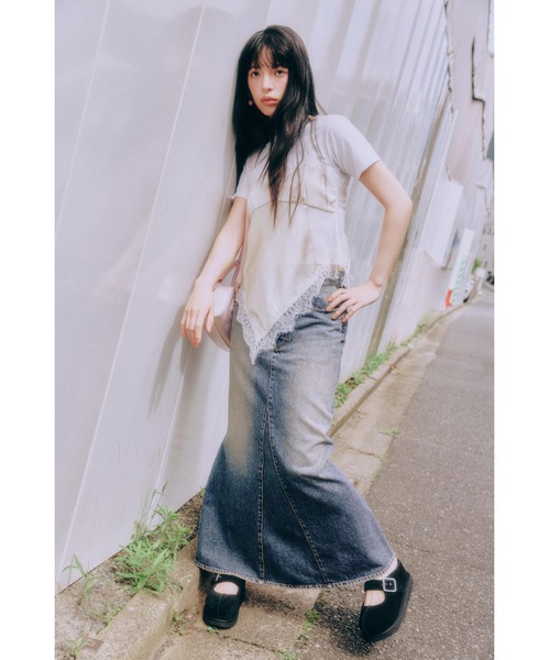 LILY BROWN（リリーブラウン）の「サテンキャミドッキングトップス（Tシャツ/カットソー・レディース・ピンク/ブラック/アイボリー・F）」の6枚目の写真