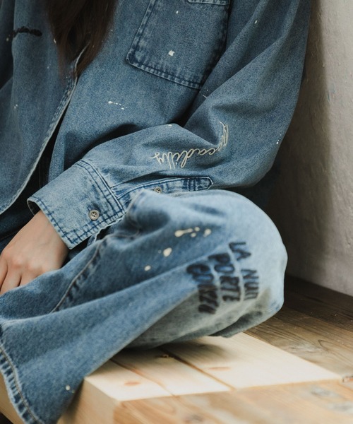 PICCADILLY(ピカデリー)の「『別注』PICCADILLY×URBAN RESEARCH 刺繍デニムパンツ(その他パンツ・レディース・グレー系その他/ライトインディゴブルー・40/38/36)」の3枚目の写真