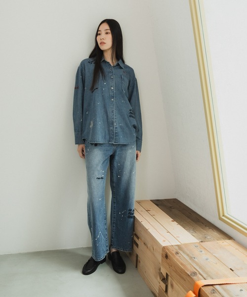PICCADILLY(ピカデリー)の「『別注』PICCADILLY×URBAN RESEARCH 刺繍デニムパンツ(その他パンツ・レディース・グレー系その他/ライトインディゴブルー・40/38/36)」の7枚目の写真