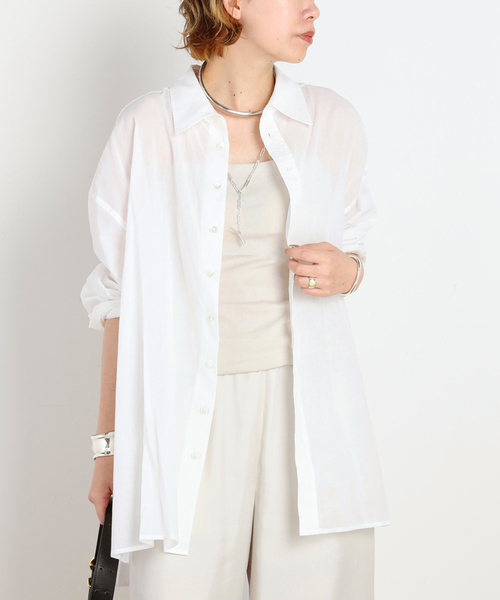 PROVOKE (プロヴォーク)の「【PROVOKE/プロヴォーク】別注Oversized light Shirt(シャツ/ブラウス・レディース・ブラック/ホワイト・36)」の1枚目の写真