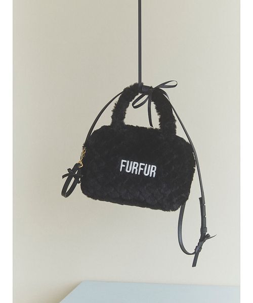 FURFUR（ファーファー）の「【USAGI ONLINE/ZOZOTOWN限定】エコファーキルティングスクエアボストンバッグ（ボストンバッグ・レディース・ブルー/ホワイト/ブラウン/ブラック/ライトベージュ・F）」の3枚目の写真