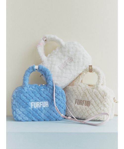 FURFUR（ファーファー）の「【USAGI ONLINE/ZOZOTOWN限定】エコファーキルティングスクエアボストンバッグ（ボストンバッグ・レディース・ブルー/ホワイト/ブラウン/ブラック/ライトベージュ・F）」の6枚目の写真