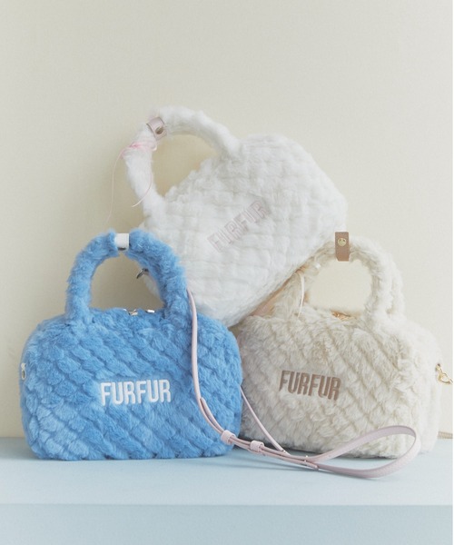 FURFUR（ファーファー）の「【USAGI ONLINE/ZOZOTOWN限定】エコファーキルティングスクエアボストンバッグ（ボストンバッグ・レディース・ブルー/ホワイト/ブラウン/ブラック/ライトベージュ・F）」の2枚目の写真
