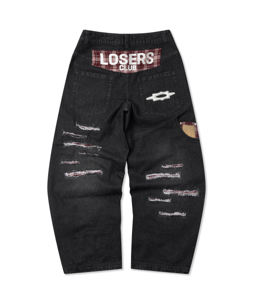 LOSERS CLUB(ルーザーズクラブ)の「チェックデミージワイドデニムパンツブラック(デニムパンツ・レディース・その他・0/1/2/3/4)」の3枚目の写真