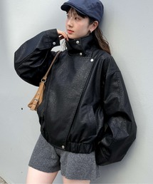 tiptop（ティップトップ）の「合皮スタンドカラーブルゾン（ブルゾン・レディース）」