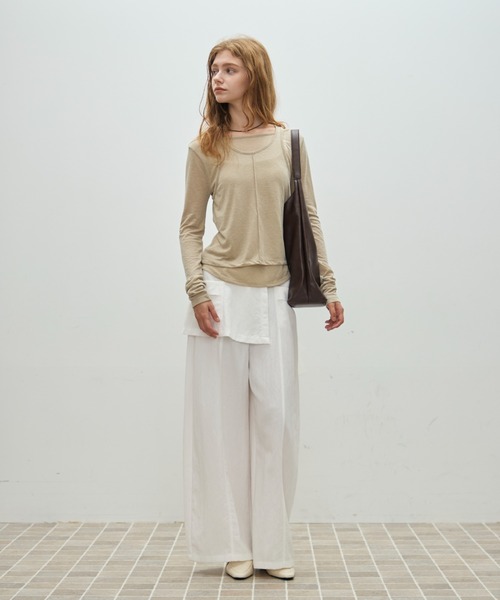 Aunue(オーヌ)の「【前後2way】2wayタンクレイヤードライクプルオーバー(Tシャツ/カットソー・レディース・ブラウン/オフホワイト/ベージュ・FREE)」の8枚目の写真