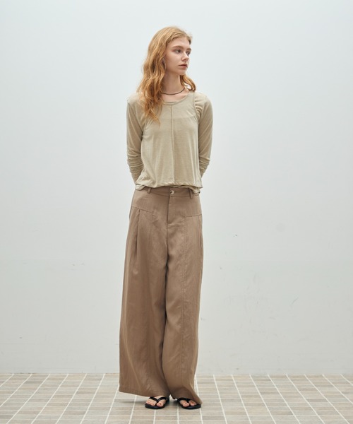 Aunue(オーヌ)の「【前後2way】2wayタンクレイヤードライクプルオーバー(Tシャツ/カットソー・レディース・ブラウン/オフホワイト/ベージュ・FREE)」の13枚目の写真