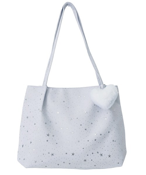 Miniministore(ミニミニストア)の「トートバッグ 星柄 ハートチャーム 軽量(トートバッグ・レディース・ピンク/アイボリー/ライトブルー・FREE)」の11枚目の写真