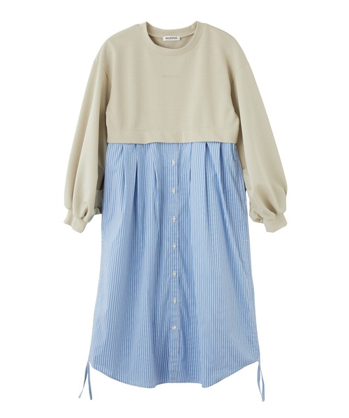 MILKFED.(ミルクフェド)の「STRIPED DOCKING DRESS(ワンピース・レディース・ネイビー/グレー/ベージュ・ONE SIZE)」の4枚目の写真