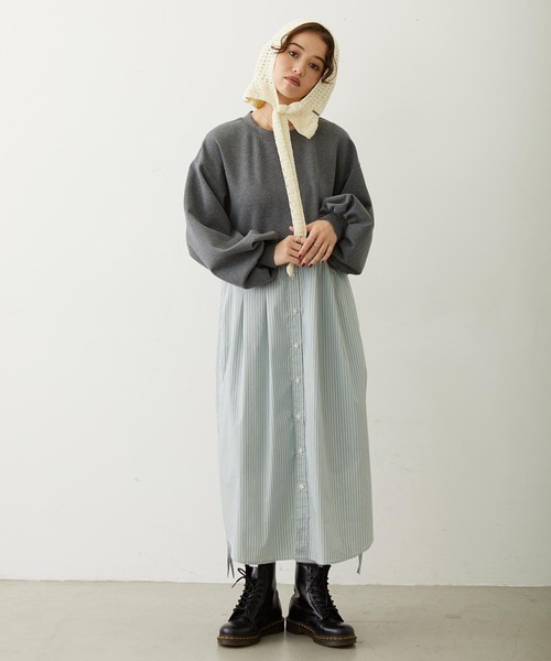MILKFED.(ミルクフェド)の「STRIPED DOCKING DRESS(ワンピース・レディース・ネイビー/グレー/ベージュ・ONE SIZE)」の16枚目の写真