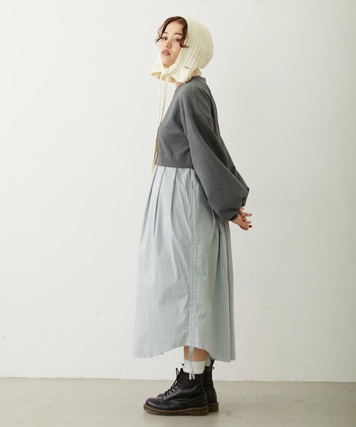 MILKFED.(ミルクフェド)の「STRIPED DOCKING DRESS(ワンピース・レディース・ネイビー/グレー/ベージュ・ONE SIZE)」の18枚目の写真