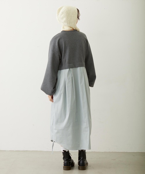 MILKFED.(ミルクフェド)の「STRIPED DOCKING DRESS(ワンピース・レディース・ネイビー/グレー/ベージュ・ONE SIZE)」の19枚目の写真