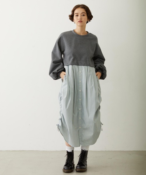 MILKFED.(ミルクフェド)の「STRIPED DOCKING DRESS(ワンピース・レディース・ネイビー/グレー/ベージュ・ONE SIZE)」の20枚目の写真
