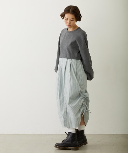 MILKFED.(ミルクフェド)の「STRIPED DOCKING DRESS(ワンピース・レディース・ネイビー/グレー/ベージュ・ONE SIZE)」の21枚目の写真