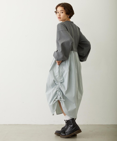 MILKFED.(ミルクフェド)の「STRIPED DOCKING DRESS(ワンピース・レディース・ネイビー/グレー/ベージュ・ONE SIZE)」の22枚目の写真