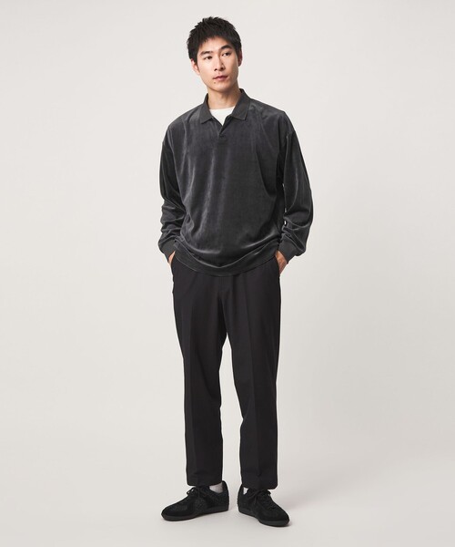 green label relaxing(グリーンレーベルリラクシング)の「ベロア スキッパー 長袖 ポロシャツ(ポロシャツ・メンズ・ダークブラウン/ダークグレー/オリーブ・S/L/M/XL)」の5枚目の写真