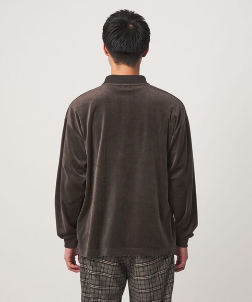 green label relaxing(グリーンレーベルリラクシング)の「ベロア スキッパー 長袖 ポロシャツ(ポロシャツ・メンズ・ダークブラウン/ダークグレー/オリーブ・S/L/M/XL)」の9枚目の写真