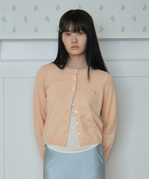 [SET] KNIT CARDIGAN WITH HEAD SCARF_APRICOT