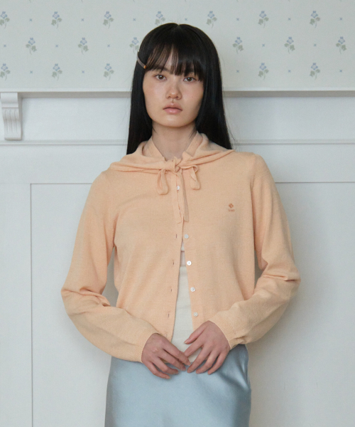 TTUDEMENT（トュードメント）の「[SET] KNIT CARDIGAN WITH HEAD SCARF_APRICOT（カーディガン/ボレロ・レディース・その他・FREE）」の3枚目の写真