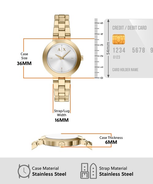 ARMANI EXCHANGE（アルマーニエクスチェンジ）の「アルマーニ・エクスチェンジ 腕時計 レディース アナログ ステンレス AX7185SET（アナログ腕時計・レディース・ゴールド・FREE）」の2枚目の写真