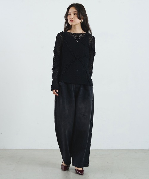 ROSE BUD(ローズバッド)の「mici/RIVETED DENIM PANTS(デニムパンツ・レディース・ライトインディゴブルー/ブラック・M/S)」の9枚目の写真