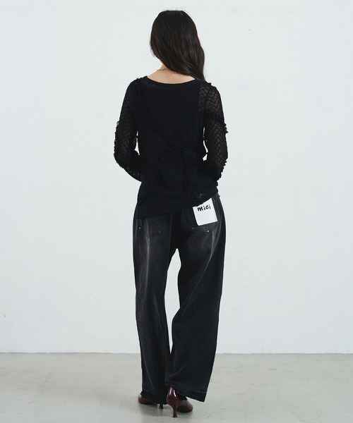 ROSE BUD(ローズバッド)の「mici/RIVETED DENIM PANTS(デニムパンツ・レディース・ライトインディゴブルー/ブラック・M/S)」の11枚目の写真