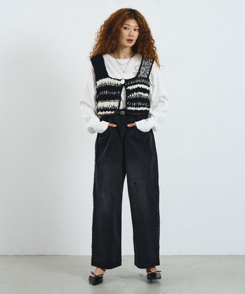 ROSE BUD(ローズバッド)の「mici/RIVETED DENIM PANTS(デニムパンツ・レディース・ライトインディゴブルー/ブラック・M/S)」の12枚目の写真