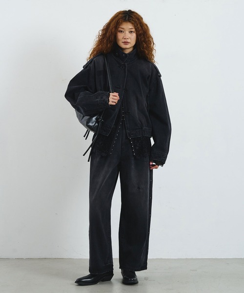 ROSE BUD(ローズバッド)の「mici/RIVETED DENIM PANTS(デニムパンツ・レディース・ライトインディゴブルー/ブラック・M/S)」の15枚目の写真