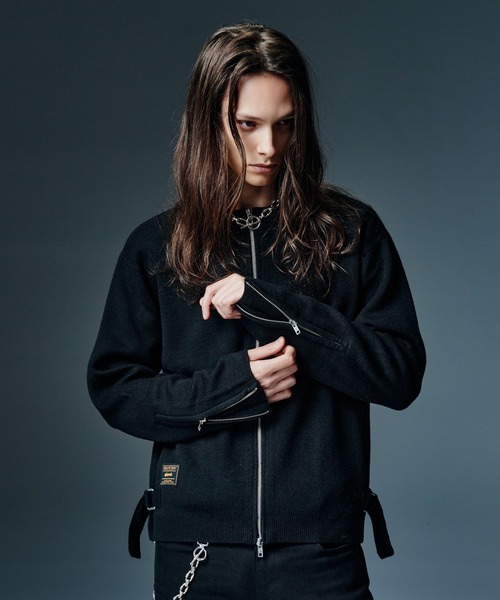 glamb(グラム)の「Single Riders Knit / シングルライダースニット(ニット/セーター・メンズ・ブラック・M/L)」の7枚目の写真