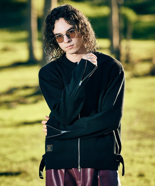 glamb(グラム)の「Single Riders Knit / シングルライダースニット(ニット/セーター・メンズ・ブラック・M/L)」の13枚目の写真