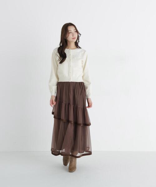 NATURAL BEAUTY BASIC(ナチュラルビューティーベーシック)の「フワラーモチーフカーディガン(カーディガン/ボレロ・レディース・グレー/オフホワイト/ラベンダー・FREE)」の17枚目の写真